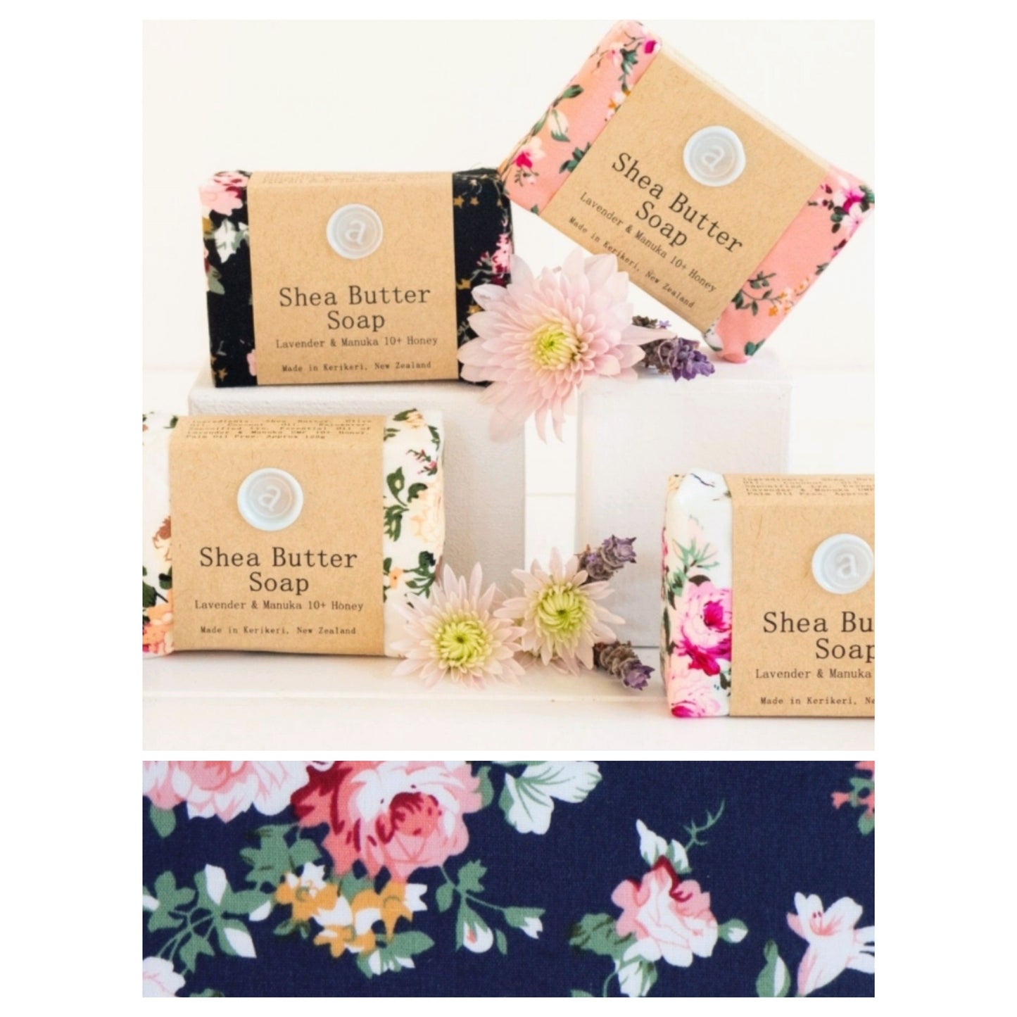 Anoint  Shea Butter Soap (Navy Floral Bouquet)